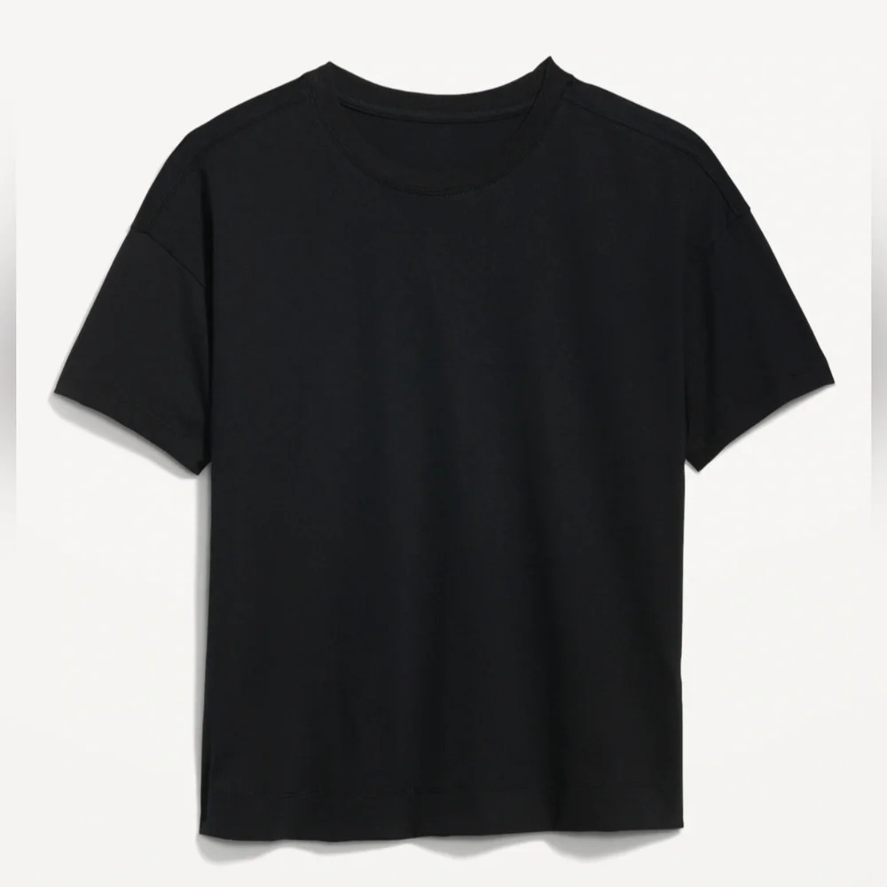 Old Navy Black Split Hem Boxy Short Sleeve T-Shirt Size XS